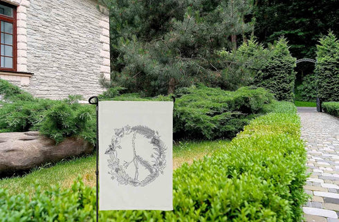 HOSNYE Peace Sign Garden Flag Vertical Double Sided Boho Hippie Wreath Farmhouse Burlap Yard Outdoor Decor 12.5 x 18 Inches...