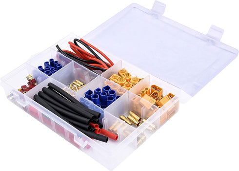 Readytosky XT60/XT90/EC3/EC5/T-Plug Male&Female Connector Adapters Kit+14AWG Silicone Wire+Shrink Tubings for RC ESC Motor Lipo Battery(70PCS)...
