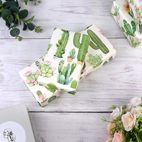 12 Sheets 28 * 20 Inches Succulents Wrapping Paper Watercolor Green Succulents Gift Wrap Paper for Birthday Wedding Baby Shower DIY Craft...