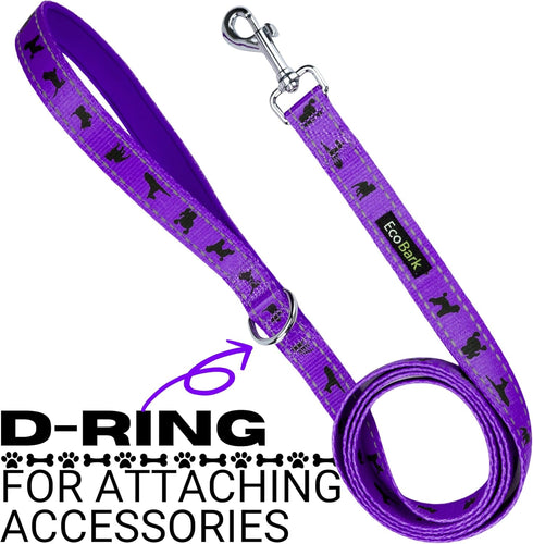 EcoBark Dog Leash - 4 FT / 5 FT / 6 FT Reflective Dog Leash- Eco-Bright Dog Leashes with Padded Handle - Strong Heavy Duty Dog Leash - Nylon Dog L...