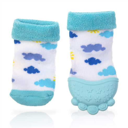 Nuby Soothing Teether Sock, Sky Blue Clouds, 5"...