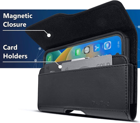 Holster for iPhone 15 Pro Max, 14 Plus, 13 Max, 12 Max, 11 Max, Xs Max, 8 Plus Leather Cell Phone Belt Holder Case with Belt Clip Pouch Carry Cove...