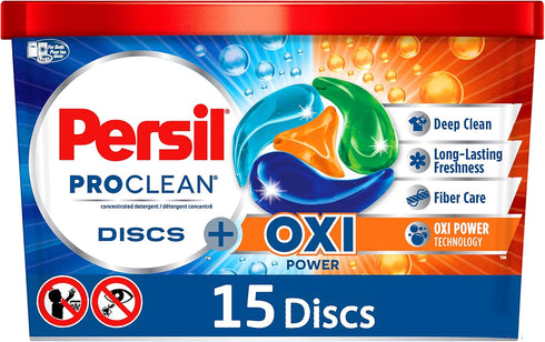 Persil ProClean Discs Laundry Detergent Pacs, Oxi, High Efficiency (HE) Compatible, Laundry Soap, 15 Count...