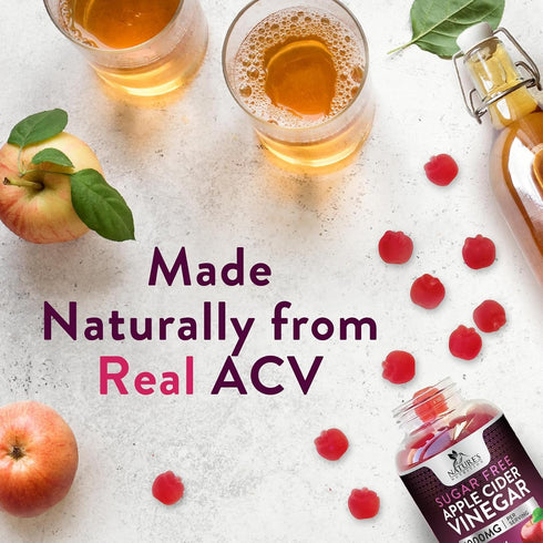 Nature's Nutrition Apple Vinegar Gummy for Weight Loss 1000mg - Vegan Apple Cider Vinegar Gummies for Detox & Cleanse, ACV Supplement Pills, Vitam...