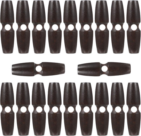 Wood Toggle Buttons 20pcs Horn Toggle Dark Brown Wooden Buttons for Sewing Craft Sew- On Toggles Closure for Sewing Clothing Craft DIY Accessories...