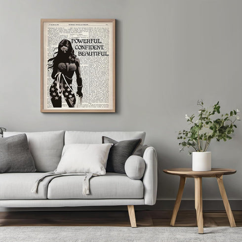 Posterizer 1 pcs-Powerful Confident Beautiful Woman-Wonder Woman-Movie & Cinema Art-Vintage Art-Gift for movie lovers-Gift for Superhero, Comic Bo...