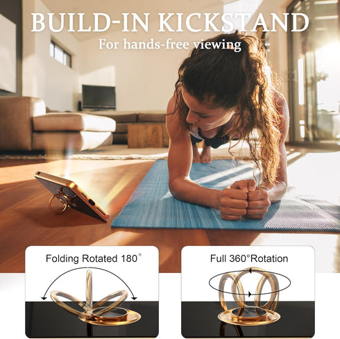 IDweel for iPhone 12 Pro Max Case with 360°Ring Holder Stand Magnetic Kickstand,Lightweight Slim Fit Plated Rose Gold Edge Soft TPU Bumper Camera ...
