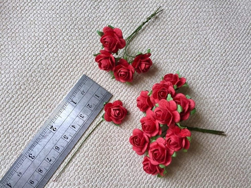 100 pcs mini paper flowers red color 18 mm mulberry paper flower scrapbooking wedding card supplies embellishment mini paper roses for crafts...