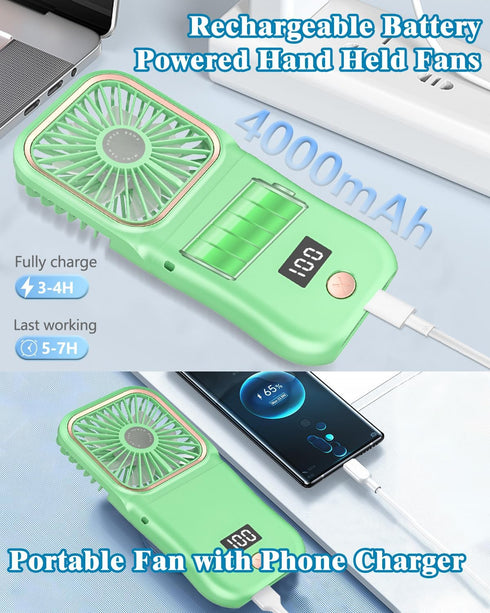 Mini Fan Handheld Foldable Fan,USB Personal Fans Portable Rechargeable Battery Fan 3 Speeds,Small Handheld Fan Cute Face Cooling Fan Quiet Fan Cor...