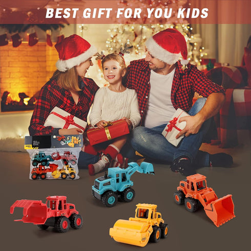 4Pcs Construction Toys,Friction Powered Construction Truck Toys Vehicles,Push and Go Construction Sand Truck Toys,Outdoor Toys with Bulldozer Exca...