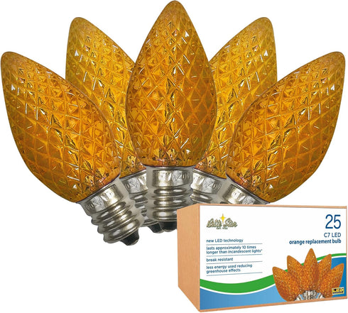 Brite Star LED C7 Replacement Bulbs - Orange 25-Pack, Energy Efficient Perfect Christmas & Outdoor Lighting - E-12 LED Bulb...