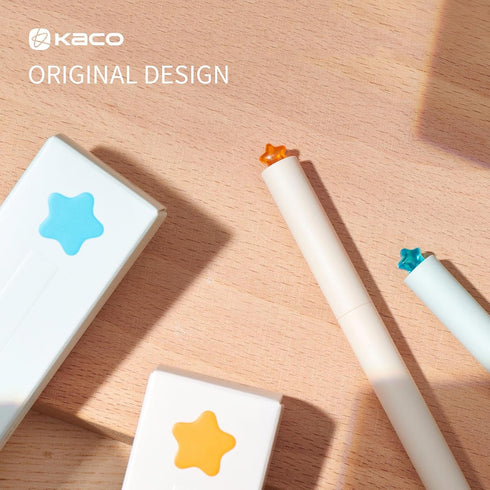 Kaco FIRST Gel Pens, Cute Stationery, 4 Pieces with Extra 8 Black Refills Cute Heart Star Pen Set Valentine's Day Christmas Gifts (2 Star & 2 Hear...