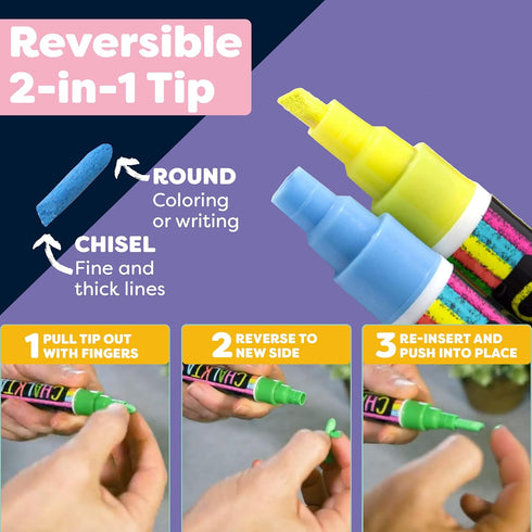 CHALK MARKERS By FANTASTIC MEGA 18 Pack, BEST Art, Menu Board Bistro Boards - Glass & Window Paint Marker Pens - Reversible 6mm Fine or Chisel Tip...