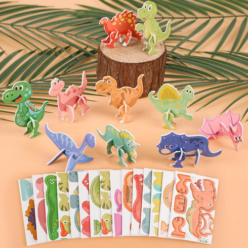 Educational 3D Cartoon Puzzles for Kids,25 Pcs 3D Dinosaur Animal Learning Educational Paper Puzzle Game for DIY Crafts Birthday Party Favor Gifts...