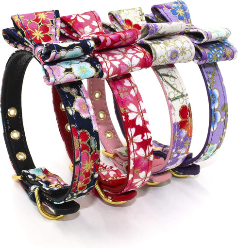 Dog Collar with Bowtie, Colorful Dog Collar Soft Durable Adjustable Costume Puppy Collar for Small Medium Large Dogs Gift (L, Purple)...