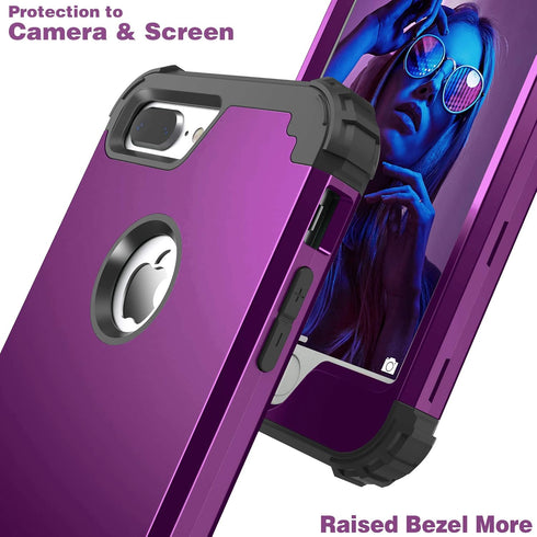 IDweel for iPhone 8 Plus Case, for iPhone 7 Plus Case with Tempered Glass Screen Protector, 3 in 1 Shockproof Slim Hybrid Heavy Duty Hard PC Cover...