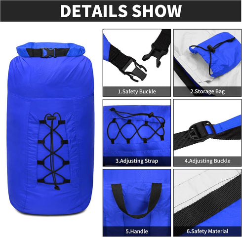 R2Depot Waterproof Dry Bag 20L, Lightweight Portable, Dry Storage Bag to Keep Gear Dry Clean for Kayaking, Swimming, Camping (Blue)...