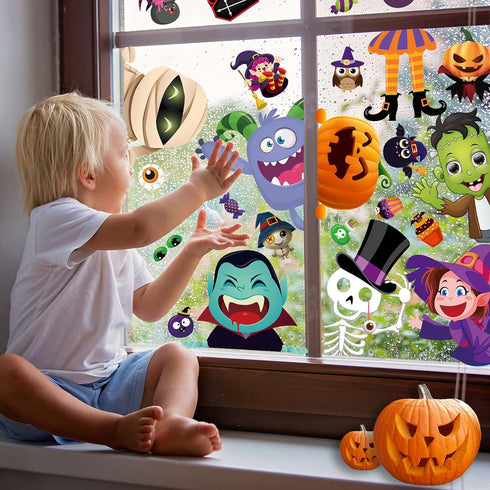 BAYLAY Halloween Window Clings - 10 Sheets Halloween Window StickersDouble Sided Halloween Window Decorations Hallween Window Clings for Class Hal...