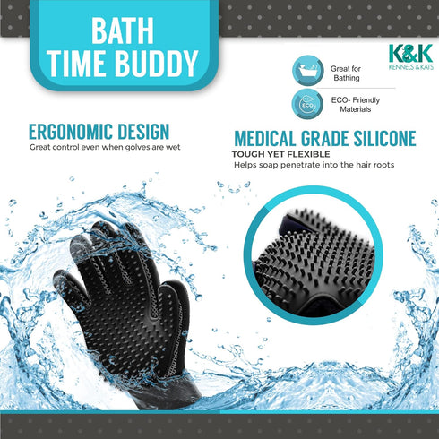 KENNELS & KATS Pet Grooming Gloves | Deshedding Glove for Easy, Mess-free Grooming | Grooming Mitt for Dogs, Cats, Rabbits & Horses with Long/Shor...