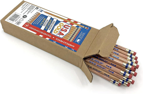 Rose Art U.S.A. Gold Pre-Sharpened American Wood Cased #2 HB Natural Pencils, 36 Pack...