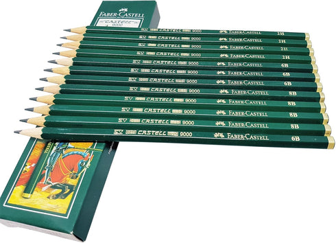 Faber-Castell pencils, Castell 9000 Artist graphite 6B pencils for sketch, drawing, shading, art supplies - box of 12...