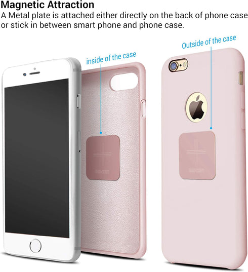 Metal Plate for Magnetic Mount, iBenzer MagOn Car Magnet for All Magnetic Phone Car Mount Holder or Magnetic Cell Phone Holder,2 Pack,Rose Gold, C...