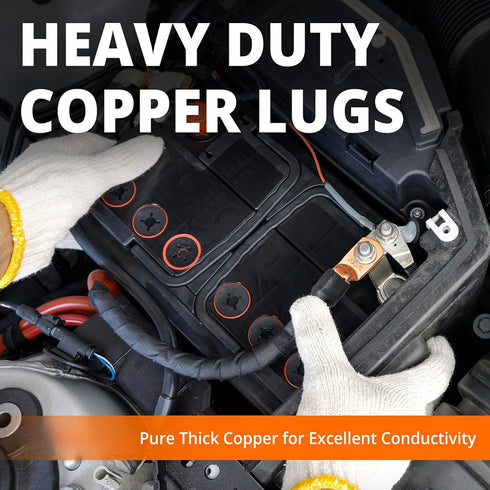 Wirefy 1/0 Gauge 1/2" Wire Lugs - Copper Cable Lugs - Battery Terminal Connectors - Ring Terminals - Crimp Battery Cable Ends - 22 PCS (10 PCS Cop...