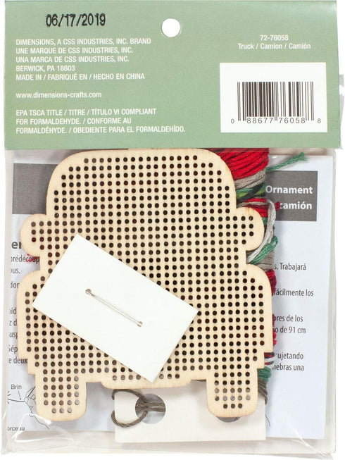 Dimensions Counted Cross Stitch, Vintage Truck Wooden Christmas Ornament Craft Kit, 1 Pc...
