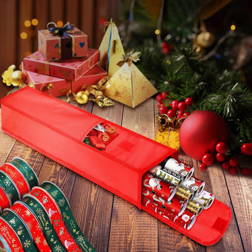 Demao 2 Pack Wrapping Paper Storage Bag 31", Resistant Gift Wrap Paper Storage Organizer Container for Christmas Paper Rolls Storage Holder Great ...