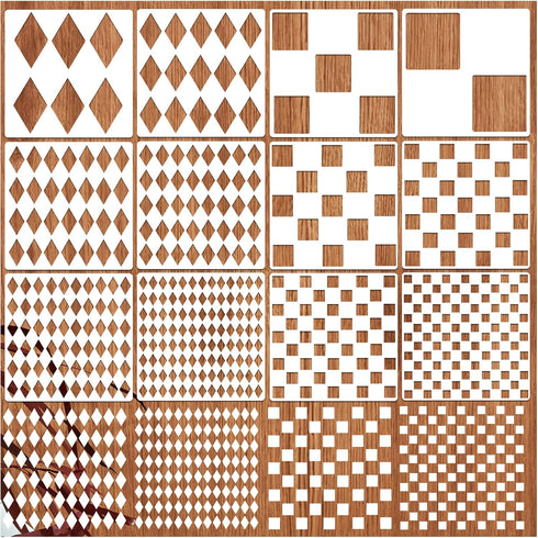 12Pcs Checks Diamond Stencils, Harlequin Checkerboard Stencils Assorted Sizes Square Diamond Shape Templates Reusable Diamond Checks Stencil for P...