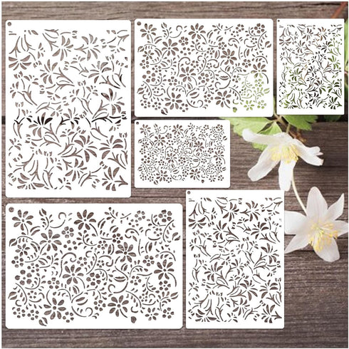 Large Flower Stencils for Painting on Wood Wall Reusable 16.5inch Floral Leaf Stencils for Crafts Canvas Furniture Wall Drawing Card Making Patter...