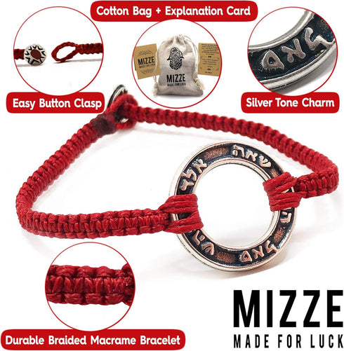 Red Macrame 8" Charm Bracelet for Men with Protection, Health, Success and Good Fortune Ring Charm - Waterprooof Durable and Handmade Jewelry for ...