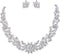 EVER FAITH Bridal Austrian Crystal Jewelry Set, Elegant Cluster Flower Leaf Necklace Earrings Set for Women...
