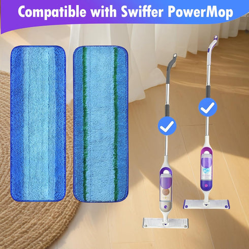 8-Pack Reusable Microfiber Mop Pads for Swiffer PowerMop,Power Mop Pads Refills - includes 4 Microfiber Cleaning Pad, 4 Microfiber Deep Cleaning P...