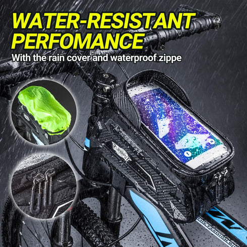 Bike Bag,Waterproof Top Tube Bike Phone Bag With Rain Cover,Front Frame Bag 2L Large Capacity Handlebar Bag Bicycle Bag Bike Accessories Compatibl...