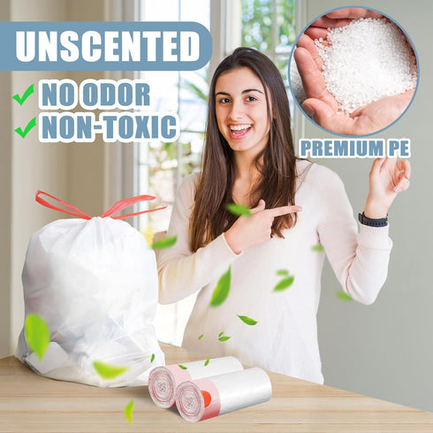 Small Trash Bags 4 Gallon, Unscented Small Garbage Bags, JUKFITA 4 Gallon Trash Bags Drawstring, Strong Trash Can Liners for Bathroom Office Bedro...