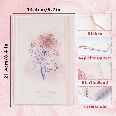 Journals for Writing, Rose Journal for Women, with Gorgeous Blank Paper, A5 Hardcover Notebook Secret Diaries, Butterfly Journal for Memories Sket...