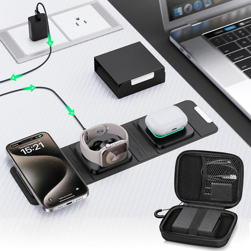 Travel Case for UCOMX for Nano/for Iseyyox/for LISEN/for RTOPS 3 in 1 Wireless Charger, Foldable Charging Station Storage Holder Bag......