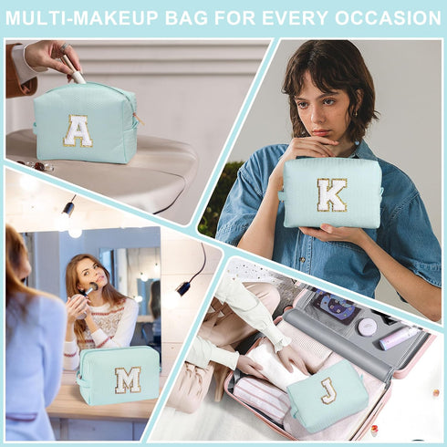 Birthday Gifts for Women Her, Initial A Travel Cute Makeup Bag Large Make Up Bag Cosmetic Bags for Women Stuff Toiletry Bag Personalized Friend Gi...