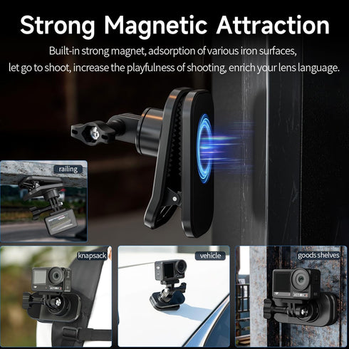 Backpack Mount Clip - for DJI OSMO Pocket 3 Magnetic Mounts 360° Rotation Action 4 Backpacks Shoulder Strap Clips Most Cameras GoPro Insta360 OSMO...