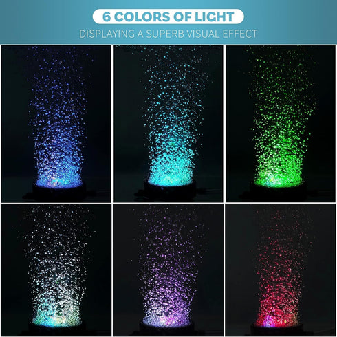 Pawfly 2 Inch Aquarium Air Stone Disc with LED Light Fine Bubbler Diffuser with Tubing for Fish Tank (Pump not Included)...