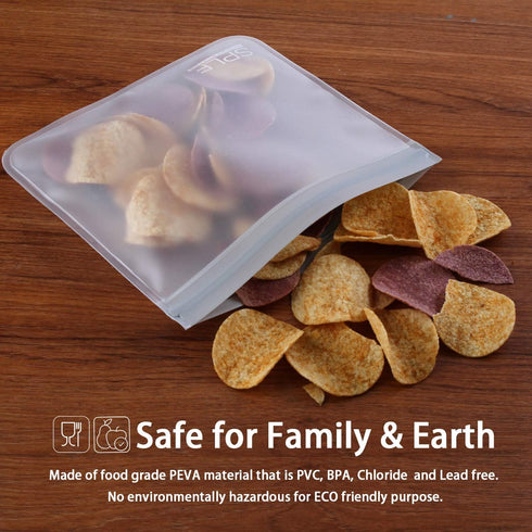 SPLF 12 Pack Dishwasher Safe Reusable Storage Bags(5 Reusable Sandwich 5 Snack 2 Gallon), Extra Thick Freezer Bags Leakproof Silicone and Plastic ...