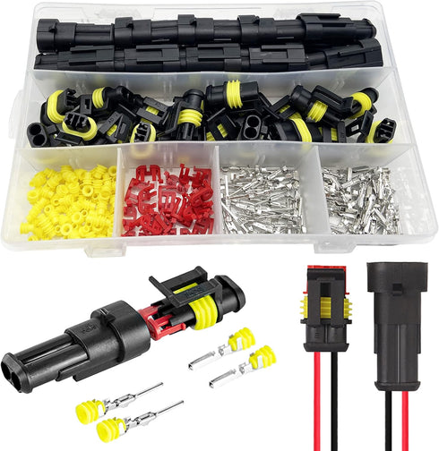 20 Kit 2 Pin Connector, 20-16 AWG Waterproof Electrical Automotive Wire Connector, 1.5mm Series Terminals Male Female Car Harness Plug Sets...
