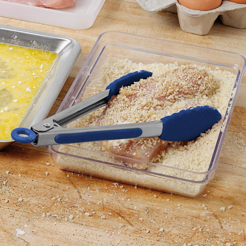 Tovolo Mini Silicone Easy-Grip Tongs, Non-Slip Handle, 8.25 Inches, Blue...