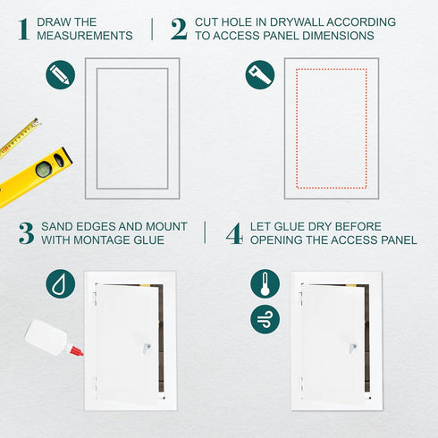 6" x 10" Lockable Keyless White Metal Access Panel. Service Shaft Door Panel. Plumbing, Electricity, Heating, Alarm Wall Access Panel for Drywall....