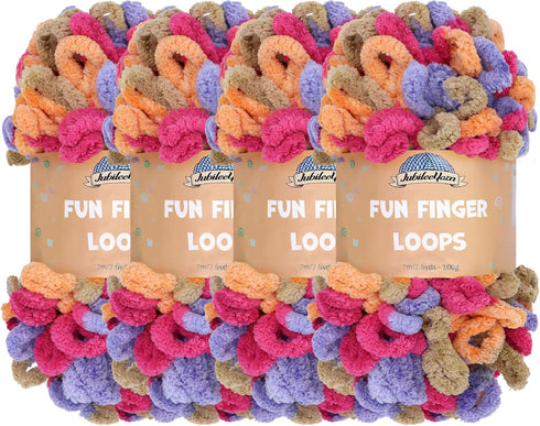 JubileeYarn Fun Finger Loops Yarn - 100g/Skein Jumbo Polyester - Hecate - 4 Skeins...