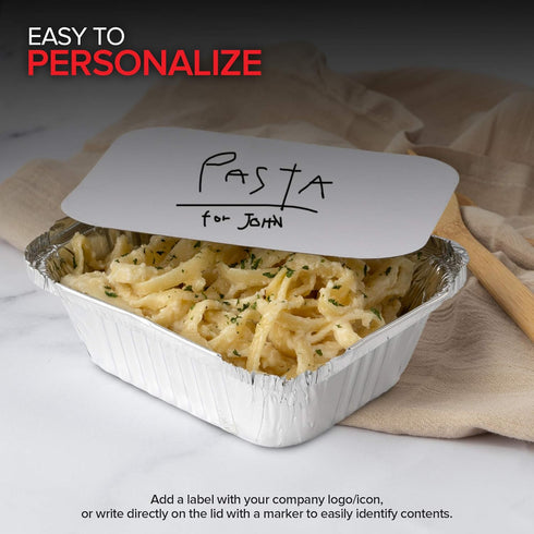 Stock Your Home 1 Lb Aluminum Disposable Cookware With Lids (25 Pack) - Foil Pans Cardboard Lids - Disposable & Recyclable Takeout Trays With Lids...