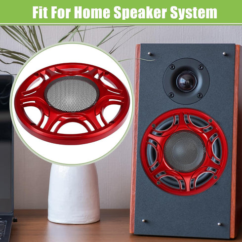 ACROPIX Universal 6" Car Speaker Grills Cover Mesh Round 6 Inch Audio Speaker Subwoofer Guard Protector Case with Mounting Screws Iron Red - Pack ...