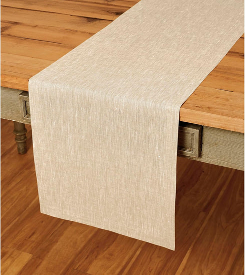 Solino Home Linen Short Table Runner 48 Inches - Athena, 100% Pure Linen Champagne Beige Table Runner 14 x 48 Inch Ideal for Dresser and Coffee Ta...