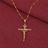 24K Gold Jesus Cross Necklace Religion Crucifix INRI Pendant Jewelry...